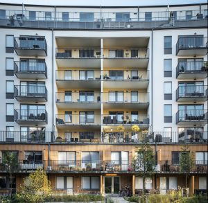 Brf. Fredriksdalskajen fasad mot gården